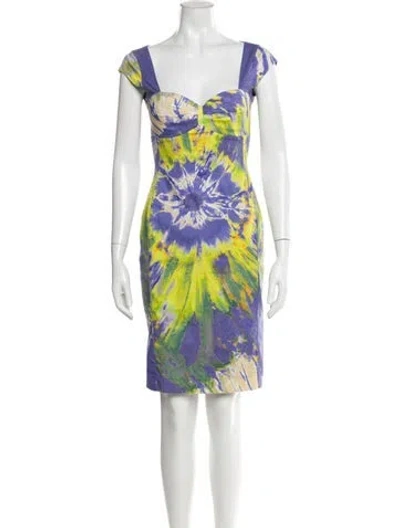 Pre-owned Blumarine Printed Knee-length Dress W/ Tags In Purple