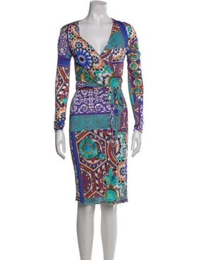 Pre-owned Blumarine Printed Knee-length Dress In White