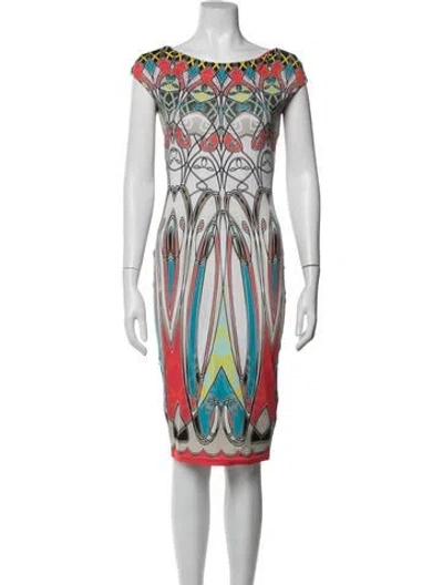 Pre-owned Blumarine Printed Knee-length Dress In White