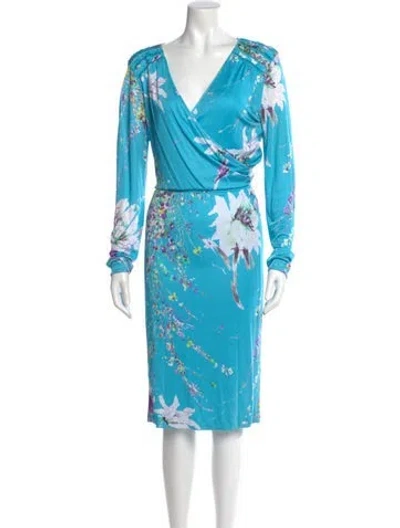 Pre-owned Blumarine Printed Midi Length Dress In Blue