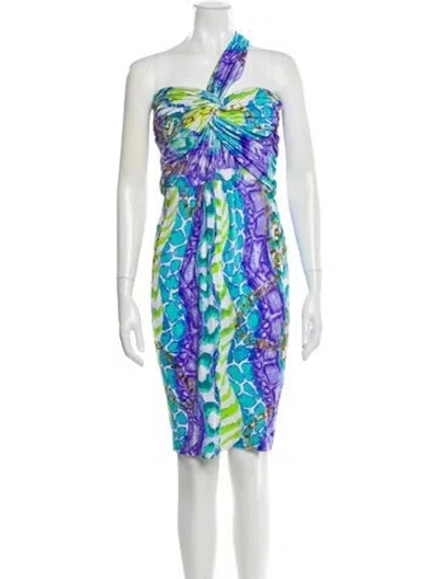 Pre-owned Blumarine Printed Mini Dress W/ Tags In Blue