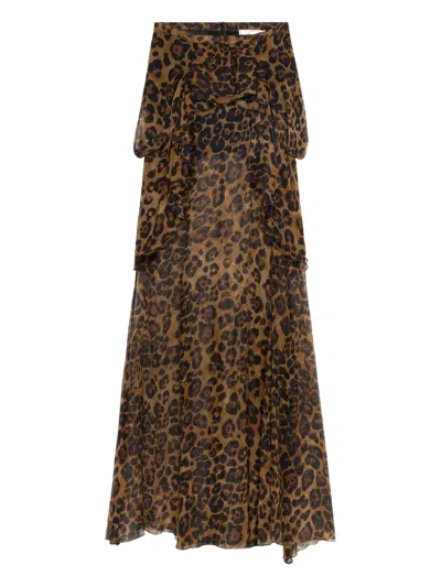Blumarine Printed Ruffled-detail Skirt In Animal Print