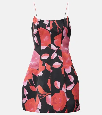 Blumarine Printed Satin Minidress In Black