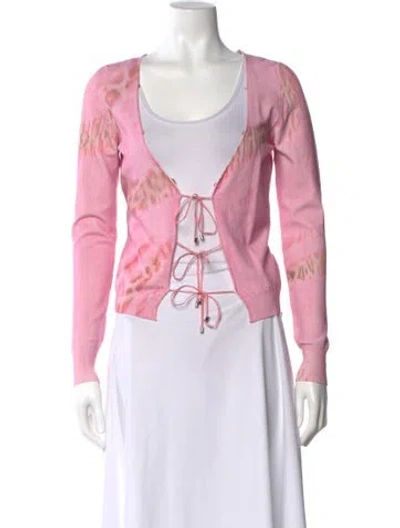 Pre-owned Blumarine Printed Scoop Neck Crop Top In Pink