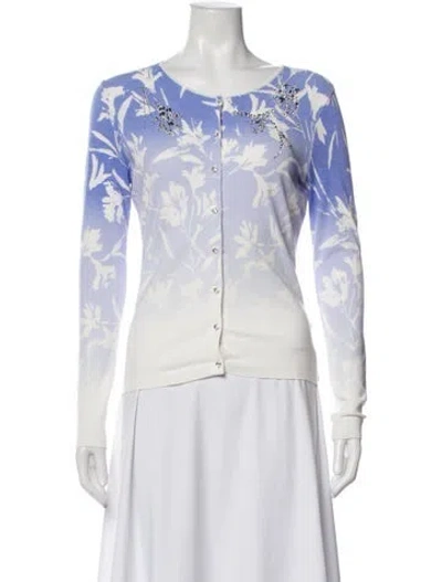 Pre-owned Blumarine Printed Scoop Neck Sweater In Blue