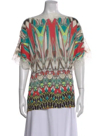 Pre-owned Blumarine Printed Scoop Neck Top In Multi