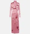 Blumarine Printed Silk-blend Satin Maxi Dress In Pink