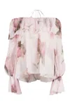 Blumarine Ruffled-trim Floral-print Blouse