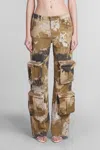 Blumarine Camouflage Print Cargo Trousers In Camoscioamphora