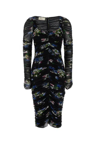 Blumarine Floral Midi Dress Long Sleeves In Multi