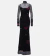 Blumarine Printed Tulle Gown In Black