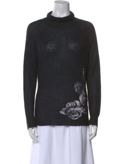 Pre-owned Blumarine Printed Turtleneck Sweater In Black