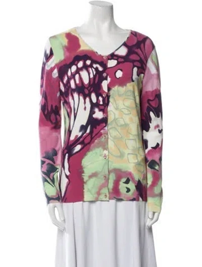 Pre-owned Blumarine Printed V-neck Blouse In Pink