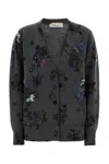 Blumarine Printed Wool Blend Oversize Cardigan In Black