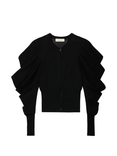 Blumarine Puff-sleeve Cardigan In Black