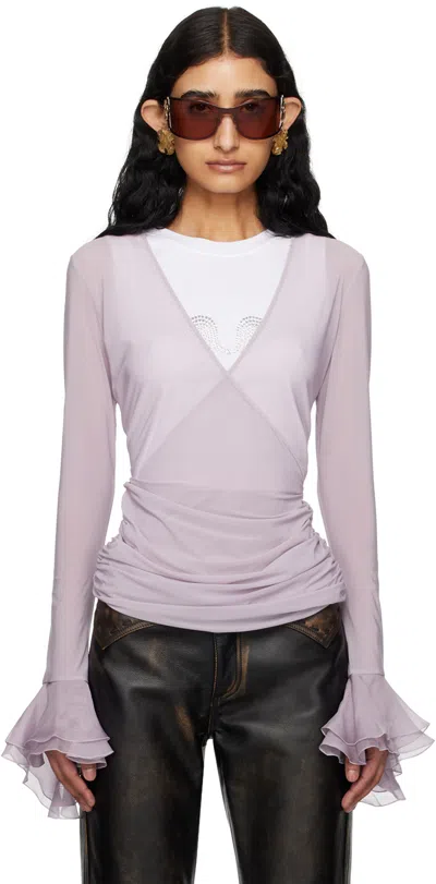 Blumarine Purple Ruffle Top In N0710 Lavender
