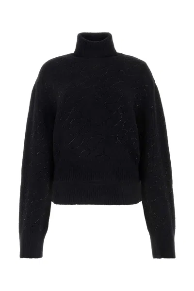 Blumarine Quilted Alpaca Blend Sweater In Black