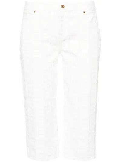 Blumarine Raw-cut Detailed Cropped Trousers In White