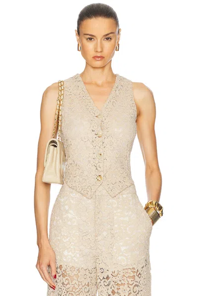 Blumarine Rebrode Lace Gilet In White Angora