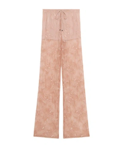 Blumarine Rébrodé Lace Trousers In Nude