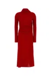 Blumarine Jersey Dress With High Neckline And Long Sleeves In Red