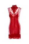 Blumarine Red Lace Dress In Red