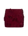 Blumarine Red Mini Skirt With 3d Rose Embroidery In Red