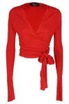 Blumarine Red Wrap-style Top