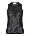 Blumarine Rhinestone-b Tulle Top In Black