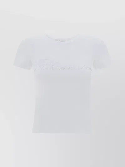 Blumarine Rhinestone Cotton Cropped T-shirt In White