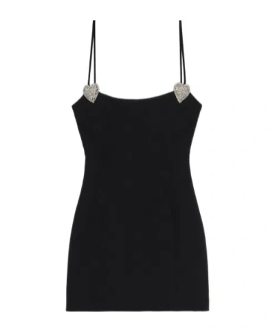Blumarine Rhinestone Decorated Short Dress In Black