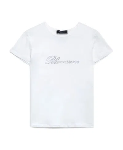 Blumarine Rhinestone-embellished Cotton T-shirt In White