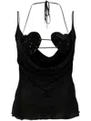 Blumarine Rhinestone-embellished Georgette Top In Black