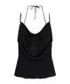 Blumarine Rhinestone-embellished Georgette Top In Black