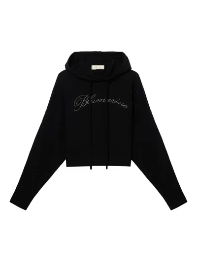 Blumarine Rhinestone-embellishment Hoodie In Black