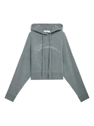 Blumarine Rhinestone-embellishment Hoodie In Gray