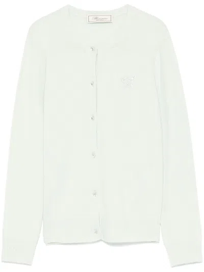 Blumarine Rhinestone-logo Cardigan In Green