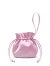 Blumarine Pink Satin Rhinestone Logo Pouch In Pink