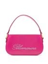 Blumarine Strass Logo Leather Top Handle Bag In Rosa