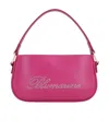 Blumarine Strass Logo Leather Top Handle Bag In Pink