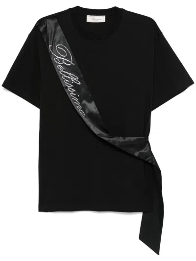 Blumarine Rhinestone-logo T-shirt In N0990 Black