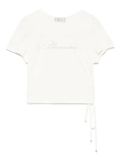 Blumarine Rhinestone-logo T-shirt In White