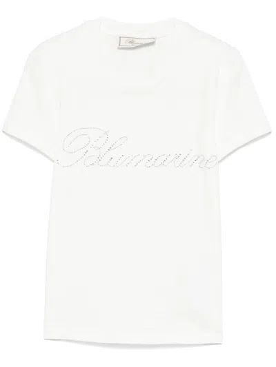 Blumarine Rhinestone-logo T-shirt In White