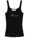 Blumarine Rhinestone-logo Tank Top In Black