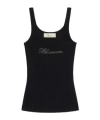 Blumarine Rhinestone-logo Tank Top In Black