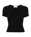 Blumarine Women Logo Ribbed Cotton Cropped T-shirt In Black