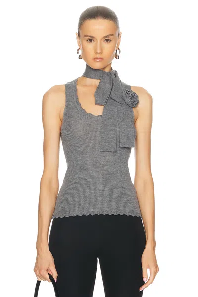 Blumarine Rib Knit Tank Top In Grey