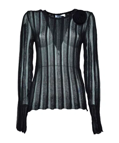 Blumarine Rib Knitted Pullover In Black