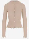 Blumarine Ribbed Cardigan With Lamé Scalloping