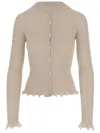 Blumarine Ribbed Cardigan With Lamé Scalloping